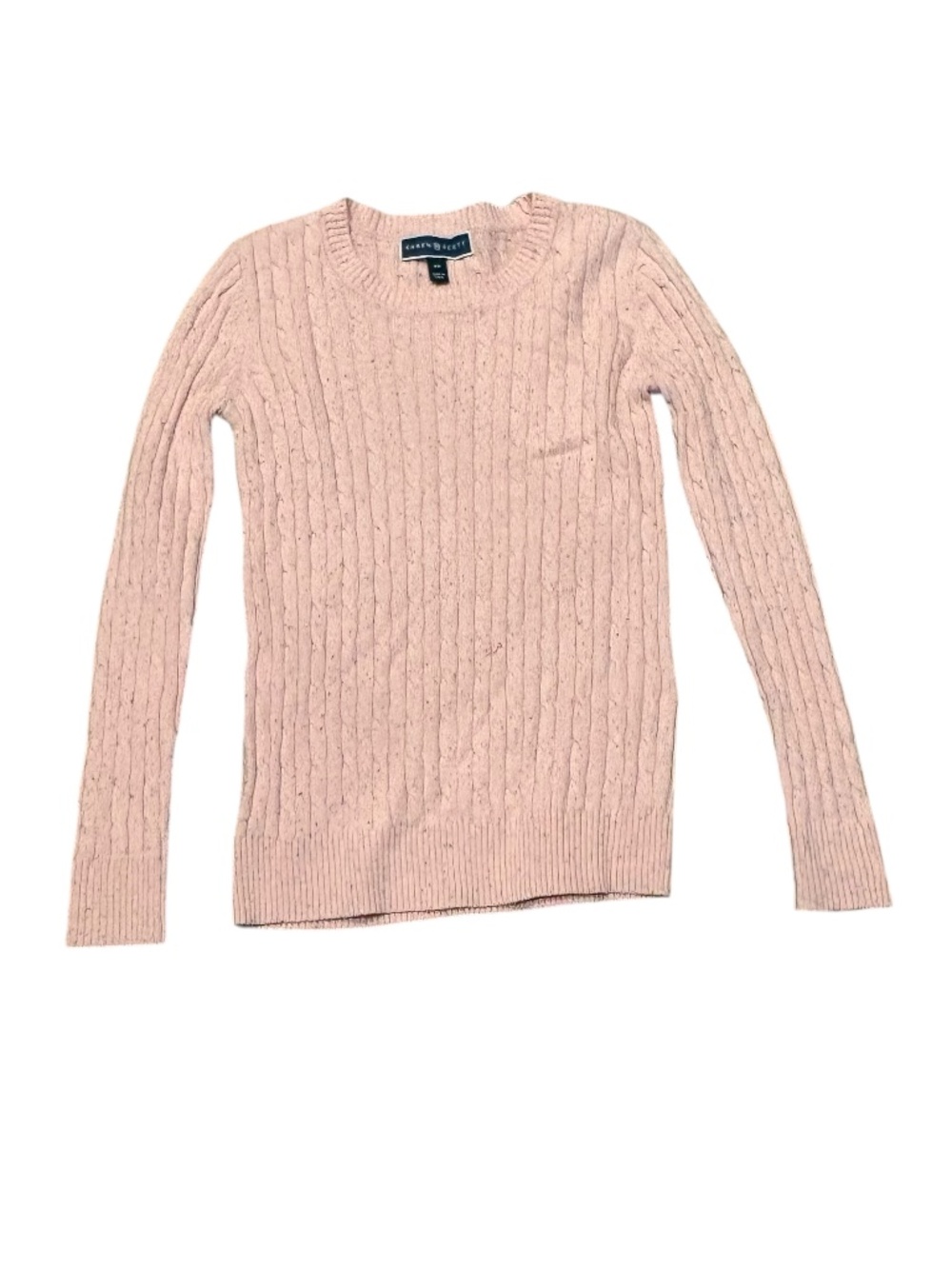 Karen Scott PP cable knot crew neck top new nwt